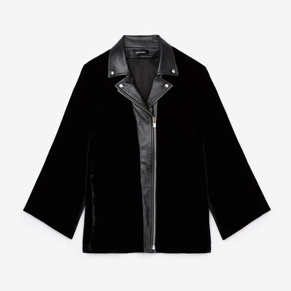 THE KOOPLES Black Biker Collar Kimono Jacket - Picture 3 of 12